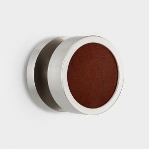 Mortice Door Knobs - Silver - Brown Leather