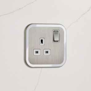 1G UK Socket (13A) Silver / White Gloss