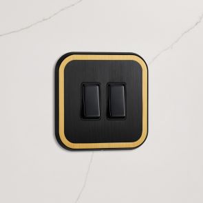 2G Two Way Rocker Switch (20A) Black / Gold