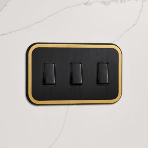 3G Two Way Rocker Switch (20A) Black / Gold