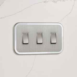 3G Two Way Rocker Switch (20A) Silver / White Gloss