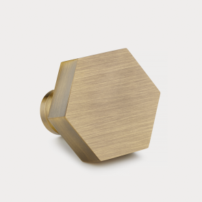 Brass Door Knob - Antique Gold - Hexagon