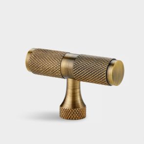 Brass T Bar - Antique Gold - Knurled
