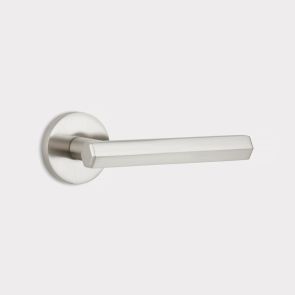Brass Door Lever Handle - Silver - Hexagonal