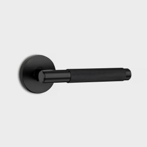 Brass Door Lever Handle - Black - Knurled