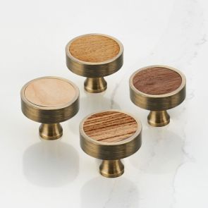 Brass Door Knobs - Antique Gold - Wood