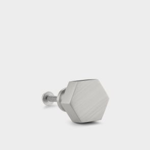 Small Brass Door Knob - Silver - Hexagon
