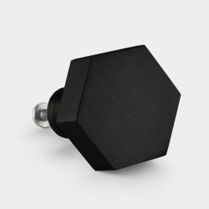 Brass Door Knob - Black - Hexagon