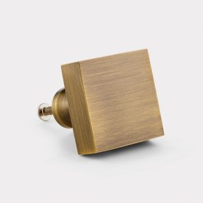 Brass Door Knob - Antique Gold - Square