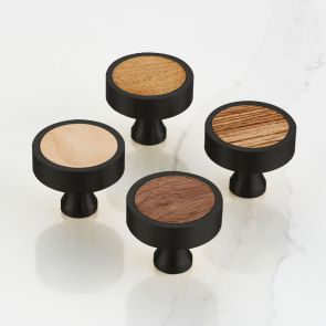 Brass Door Knobs - Black - Wood