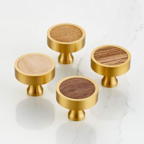Brass Door Knobs - Gold - Wood
