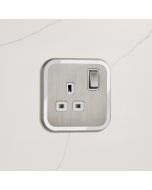 1G UK Plug Socket (13A) in Silver & White Gloss