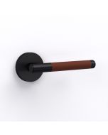 Brass Lever Door Handle in Black & Brown Leather