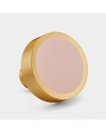 Brass & Pink Leather Round Door Knobs in Gold