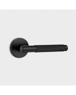 Solid Brass Door Lever Handle in Black - Knurled