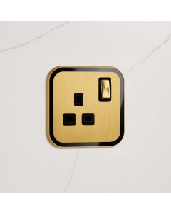 1G UK Plug Socket (13A) in Gold & Black Gloss