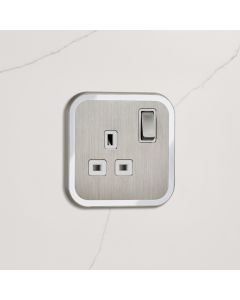 1G UK Plug Socket (13A) in Silver & White Gloss
