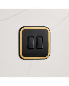 2G Rocker Light Switch (20A) in Black & Gold