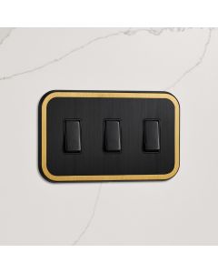 3G Rocker Light Switch (20A) in Black & Gold