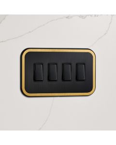 4G Rocker Light Switch (20A) in Black & Gold