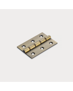 Brass Butt Hinge in Antique Gold - Double Bronze Washered - 76mm x 51mm