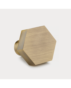  Solid Brass Hexagonal Door Knobs in Antique Gold