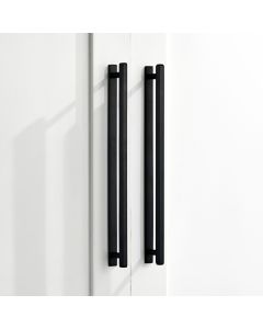 Brass Hexagonal Cabinet Handles With Backplate in Black - 632mm