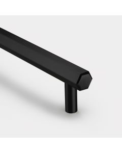 Brass Bar Handle - Black - Hole Centre 224mm - Hexagonal