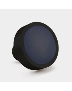 Brass & Blue Leather Round Door Knobs in Black