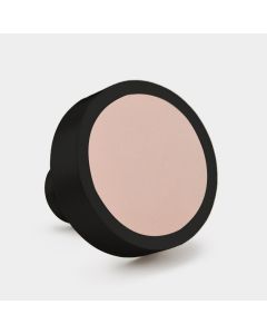 Brass & Pink Leather Round Door Knobs in Black