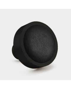 Solid Brass Door Knob in Black | Black Leather Insert