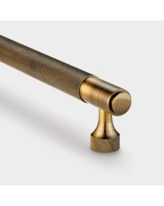 Brass Bar Handle - Antique Gold - Hole Centre 224mm - Knurled