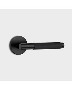 Solid Brass Door Lever Handle in Black - Knurled