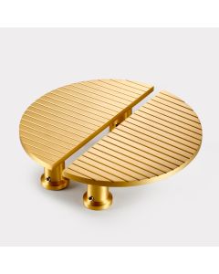 Large Solid Brass Striped Half Moon Handles in Gold