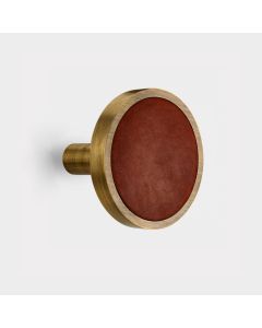 Pair of Brass & Leather Curtain Tie Backs in Antique Gold