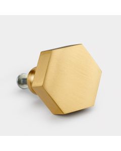Solid Brass Hexagonal Door Knobs in Gold