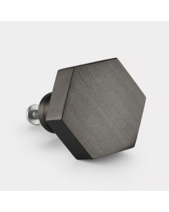 Gunmetal Grey Hexagonal Brass cabinet door knob. Suitable for kitchens and cupboard doors