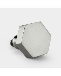 Brass Hexagonal Door Knobs in Silver