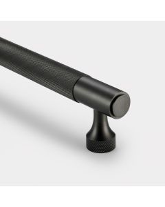 Brass Knurled Cabinet Handles in Gunmetal Grey - 128mm