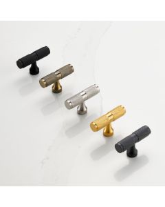 Knurled Brass T-Bar Cabinet Door Handles