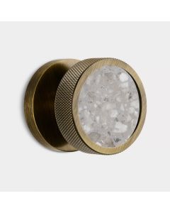 Brass & Grey Terrazzo Knurled Mortice Door Knob in Antique Gold