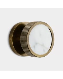 Brass & White Terrazzo Knurled Mortice Door Knob in Antique Gold