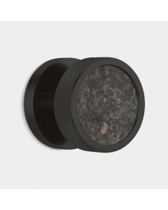 Brass & Black Terrazzo Knurled Mortice Door Knob in Black