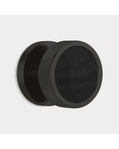 Brass & Black Leather Knurled Mortice Door Knob in Black