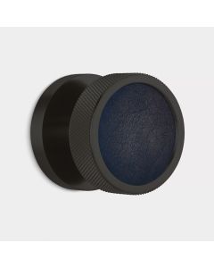 Brass & Blue Leather Knurled Mortice Door Knob in Black