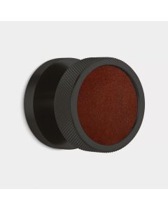 Brass & Brown Leather Knurled Mortice Door Knob in Black 