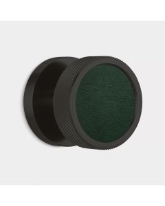 Brass & Green Leather Knurled Mortice Door Knob in Black 