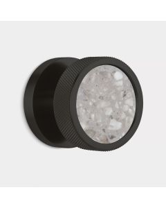 Brass & Grey Terrazzo Knurled Mortice Door Knob in Black
