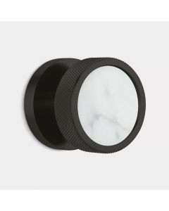 Brass & White Terrazzo Knurled Mortice Door Knob in Black