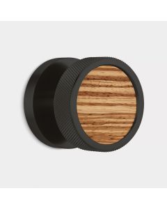 Brass & Zebrano Wood Knurled Mortice Door Knob in Black